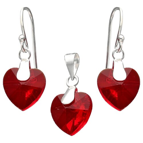 Conjunto Corazón Cristal Hecho con Swarovski® Rojo