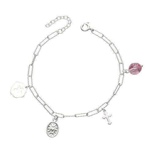 Pulsera Virgen de los Rayos Milagrosa Cristal Hecho con Swarovski® Rosado