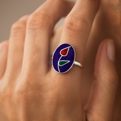 Anillo Flor Tulipán Piedra Picada Multicolor