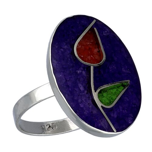 Anillo Flor Tulipán Piedra Picada Multicolor