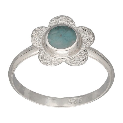 Anillo Flor Martillada Piedra Picada Celeste
