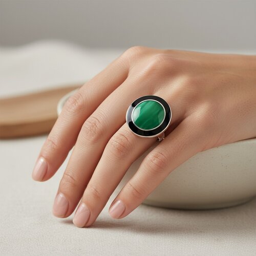 Anillo Circulo Ónix Verde Metalizado