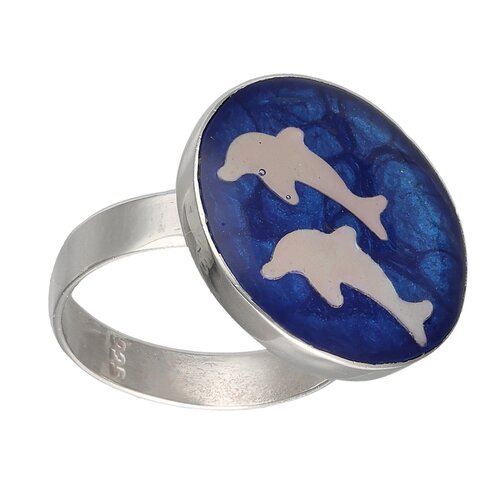 Anillo Delfines Azul Metalizado