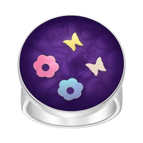 Anillo Mariposas Flores Morado Metalizado