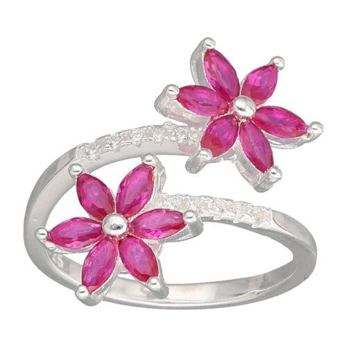 Anillo Ajustable Flores Circones Rubí