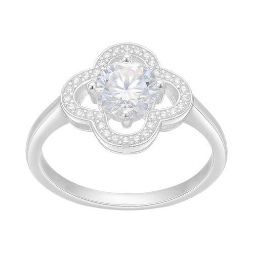 Anillo Trébol de la Suerte  Moissanita y Circones