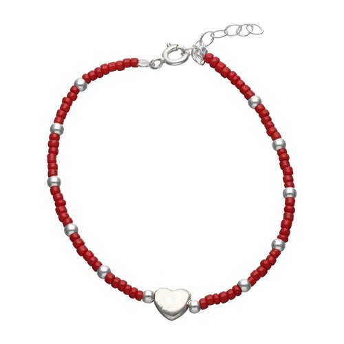 Pulsera Corazón Esferas Cristales Rojo