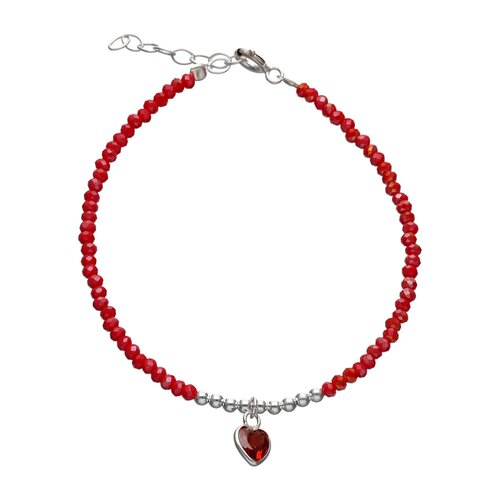 Pulsera Cristales Rojo Esferas Corazón Circón