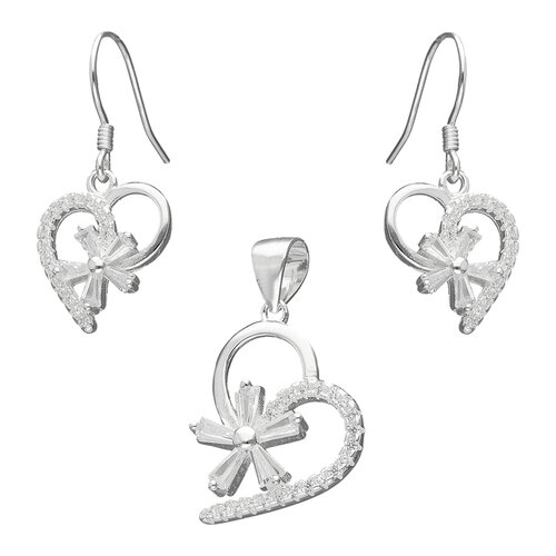 Conjunto Corazón Flor Circones Baguette