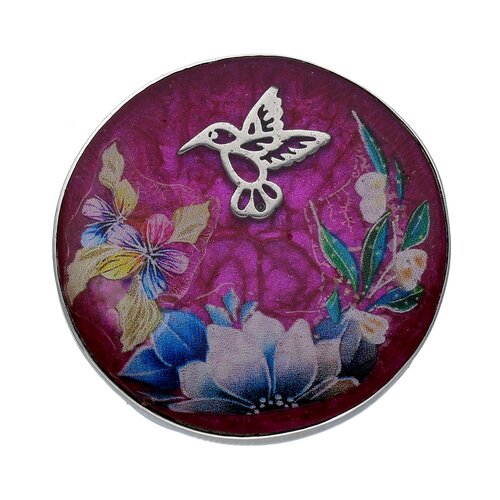 Colgante Colibrí Flores Fucsia Metalizado