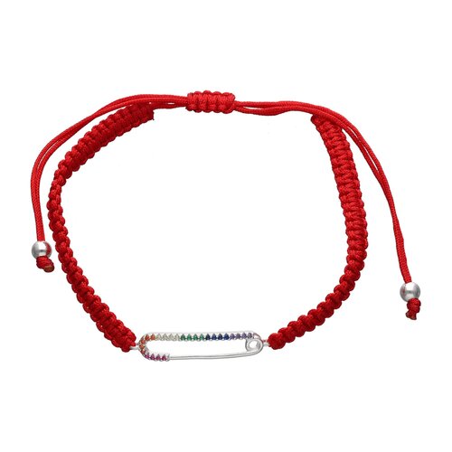 Pulsera Hilo Rojo Ajustable Alfiler Circones Multicolor