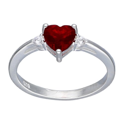 Anillo Corazón Circón Rubí