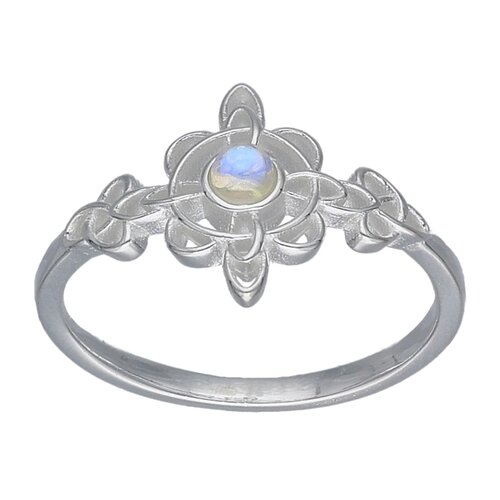Anillo Nudo de Brujas Triqueta Piedra Luna