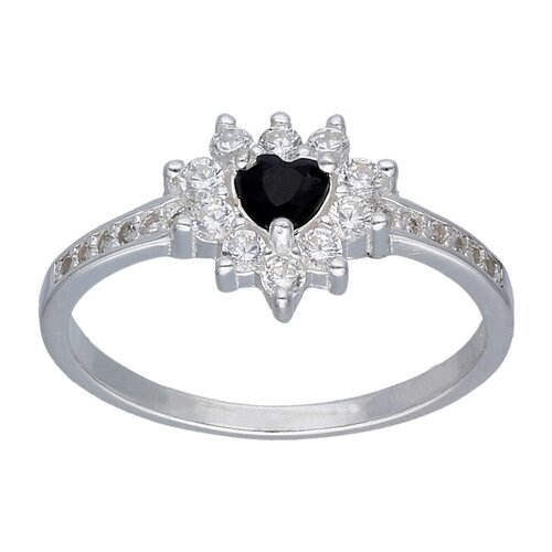 Anillo Corazon Circón Ónix
