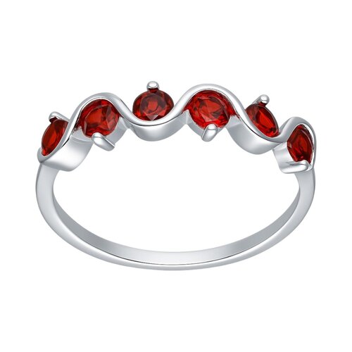 Anillo Cintillo Ondulado Circones Granate Naranja