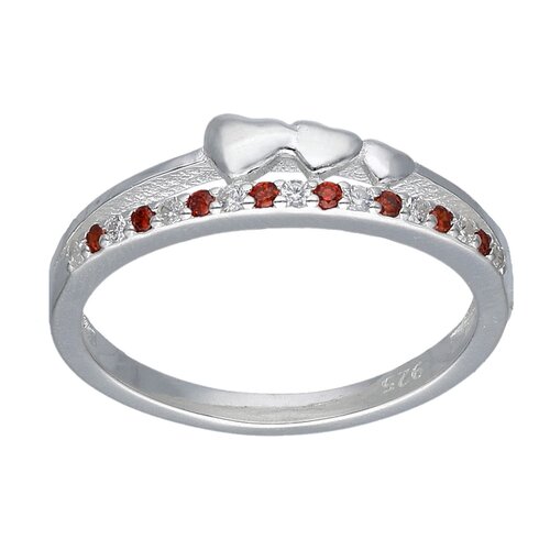 Anillo Cintillo Corazones Circones Granate Naranja