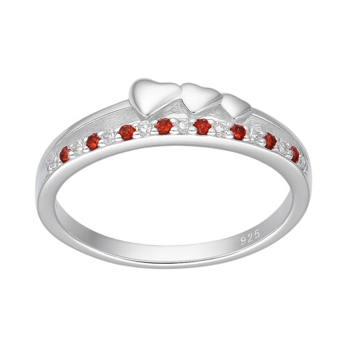 Anillo Cintillo Corazones Circones Granate Naranja