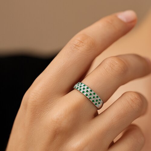 Anillo Cintillo Circones Esmeralda