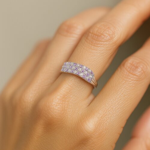 Anillo Cintillo Circones Amatista