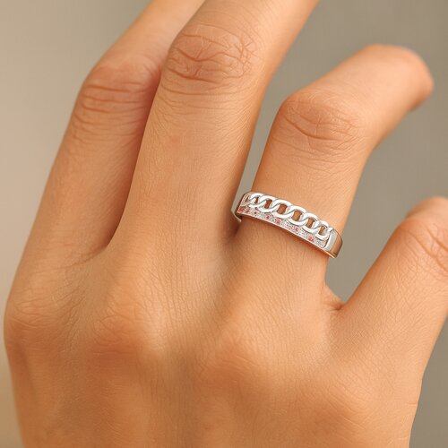 Anillo Cintillo Eslabones Circones Rosa Francia