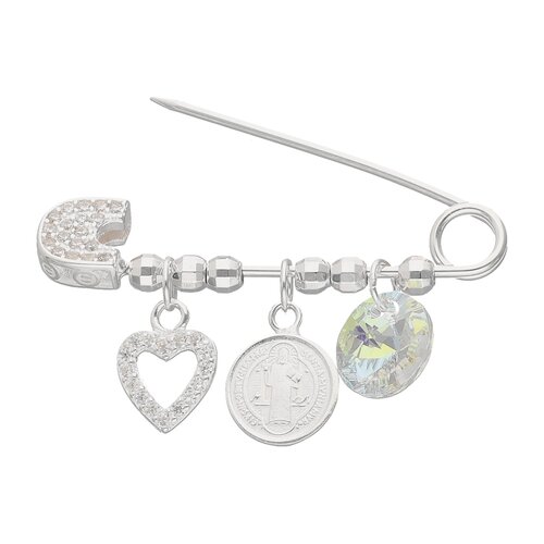 Colgante Alfiler San Benito Corazón Circones Cristal Hecho con Swarovski®