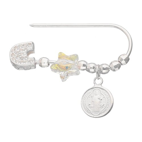 Colgante Prendedor Alfiler San Benito Abad Estrella Hecho con Cristal Swarovski