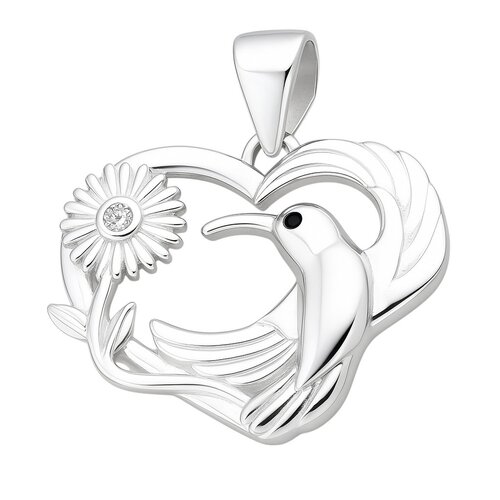 Colgante Corazón Flor Colibrí Circón