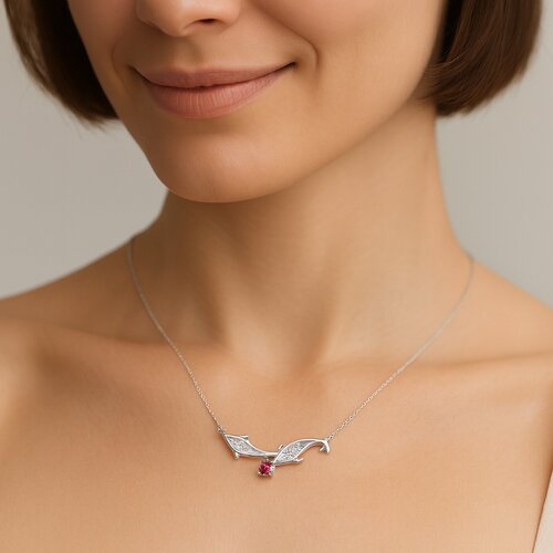 Collar Delfines Circón Rubí