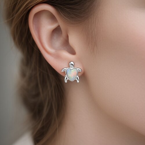 Aro Tortuga Corazón Ópalo Blanco