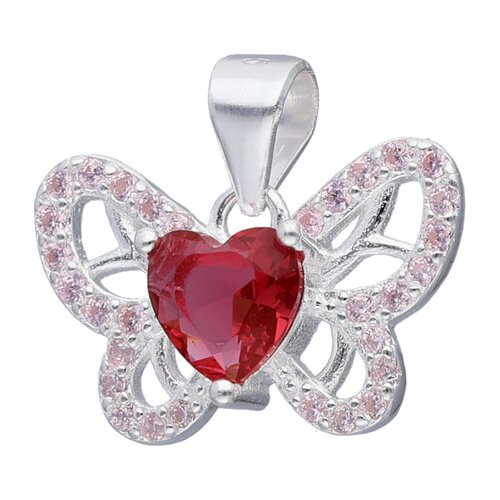 Colgante Mariposa Corazón Circón Rubí