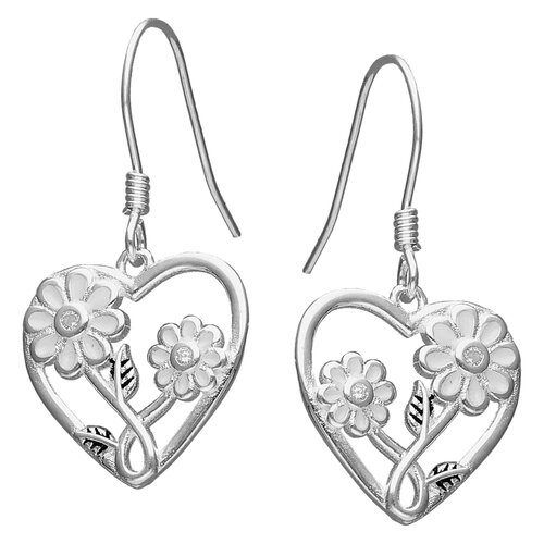 Aro Corazón Flores Esmaltadas Circón Amarillo