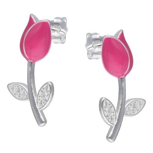 Aro Flor Tulipán Esmaltado Fucsia Circones