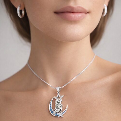 Colgante Media Luna Estrella Sirena Circones Agua Marina