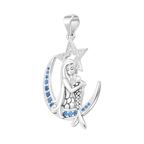 Colgante Media Luna Estrella Sirena Circones Agua Marina