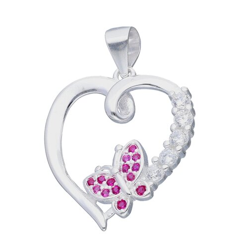 Colgante Corazón Mariposa Circones Rubí