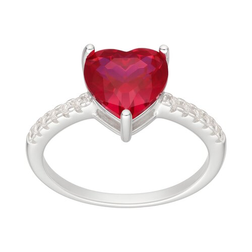 Anillo Corazón Circones Rubí Pavé