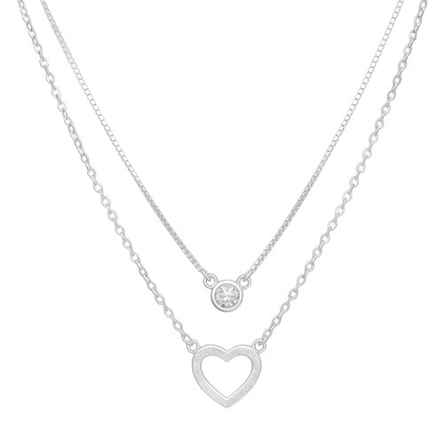 Collar Doble Corazón Circones Punto de Luz 3 mm