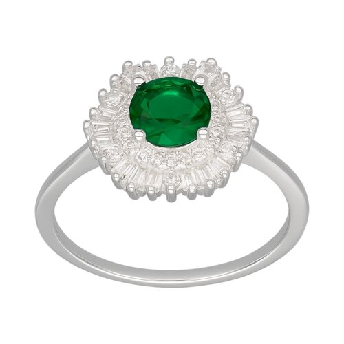 Anillo Flor Circones Baguette Esmeralda