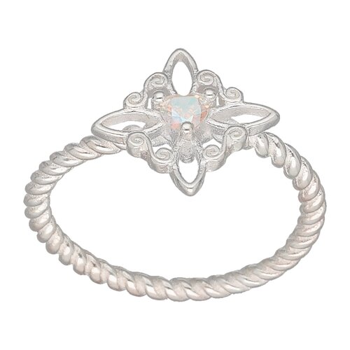 Anillo Entorchado Nudo de Brujas Corazón Circón Tornasol