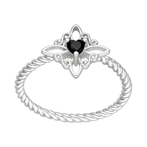 Anillo Entorchado Nudo de Brujas Corazón Circón Ónix