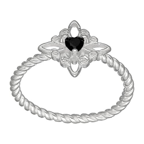 Anillo Entorchado Nudo de Brujas Corazón Circón Ónix