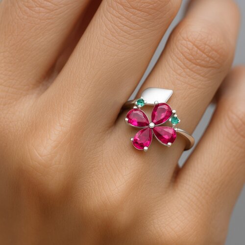 Anillo Ajustable Flor Hoja Circones Multicolor
