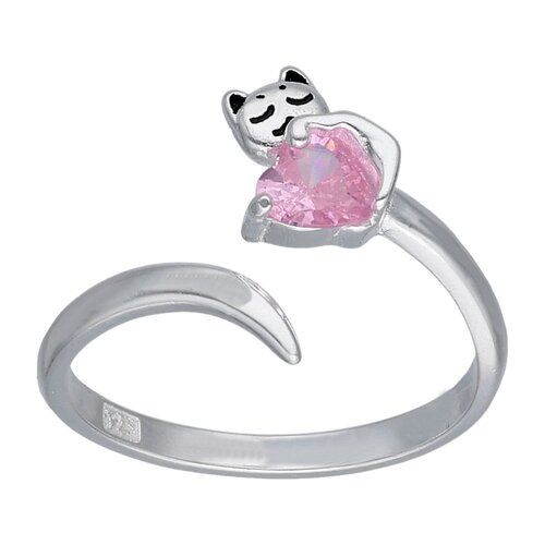 Anillo Ajustable Gatito Corazón Circón Rosa Francia