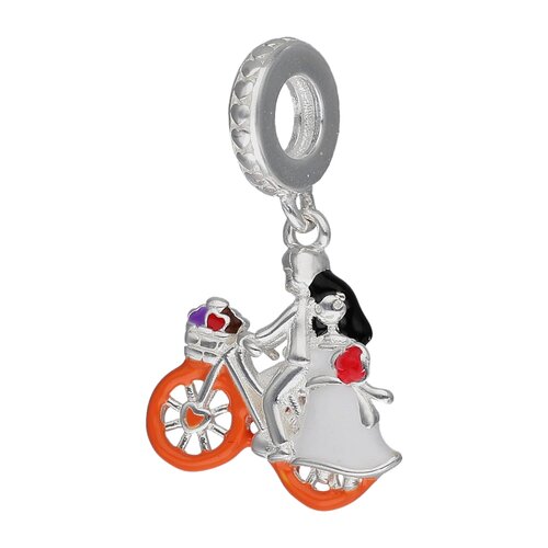 Colgante Charm Pareja Bicicleta Esmaltado Multicolor