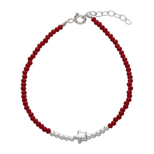 Pulsera Cristales Rojo Estrella Esferas