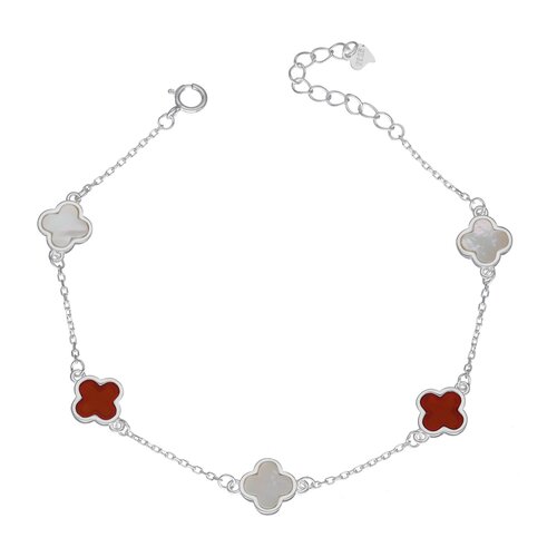 Pulsera Trébol de la Suerte Naranja Nácar