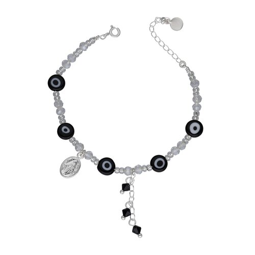 Pulsera Ojo Turco Cristales Tornasol Virgen los Rayos Milagrosa