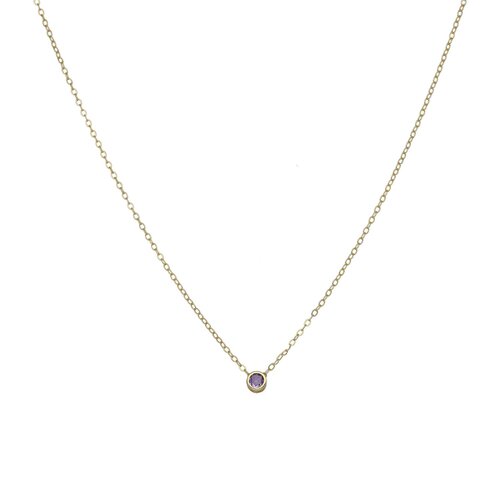 Collar Circón Amatista Punto de Luz 3 mm