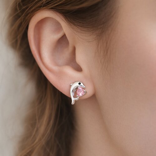 Aro Delfín Corazón Circón Rosa Francia