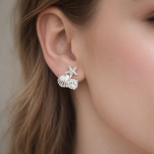 Aro Concha Estrellas de Mar Circón